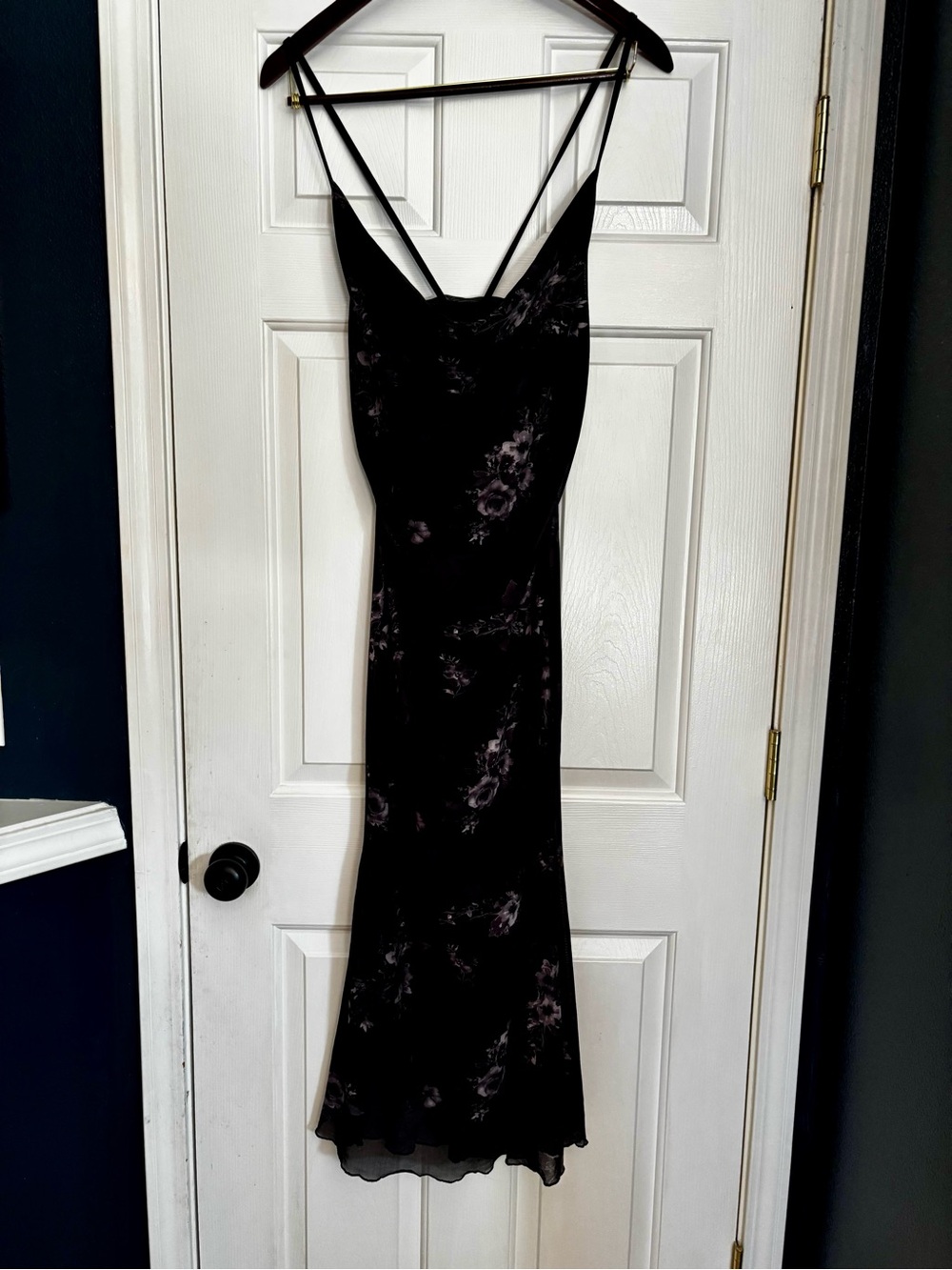 Romwe Black Floral Slip Dress with Double Straps Size XL